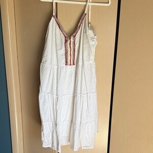 Speed Control White Dress with Red and Gray Embroidery